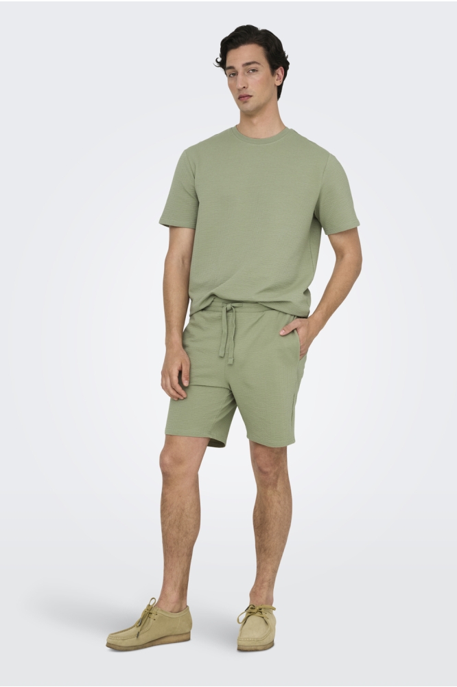 ONSKIAN LIFE REG SEERSUCKER SS TEE 22028692 SEAGRASS